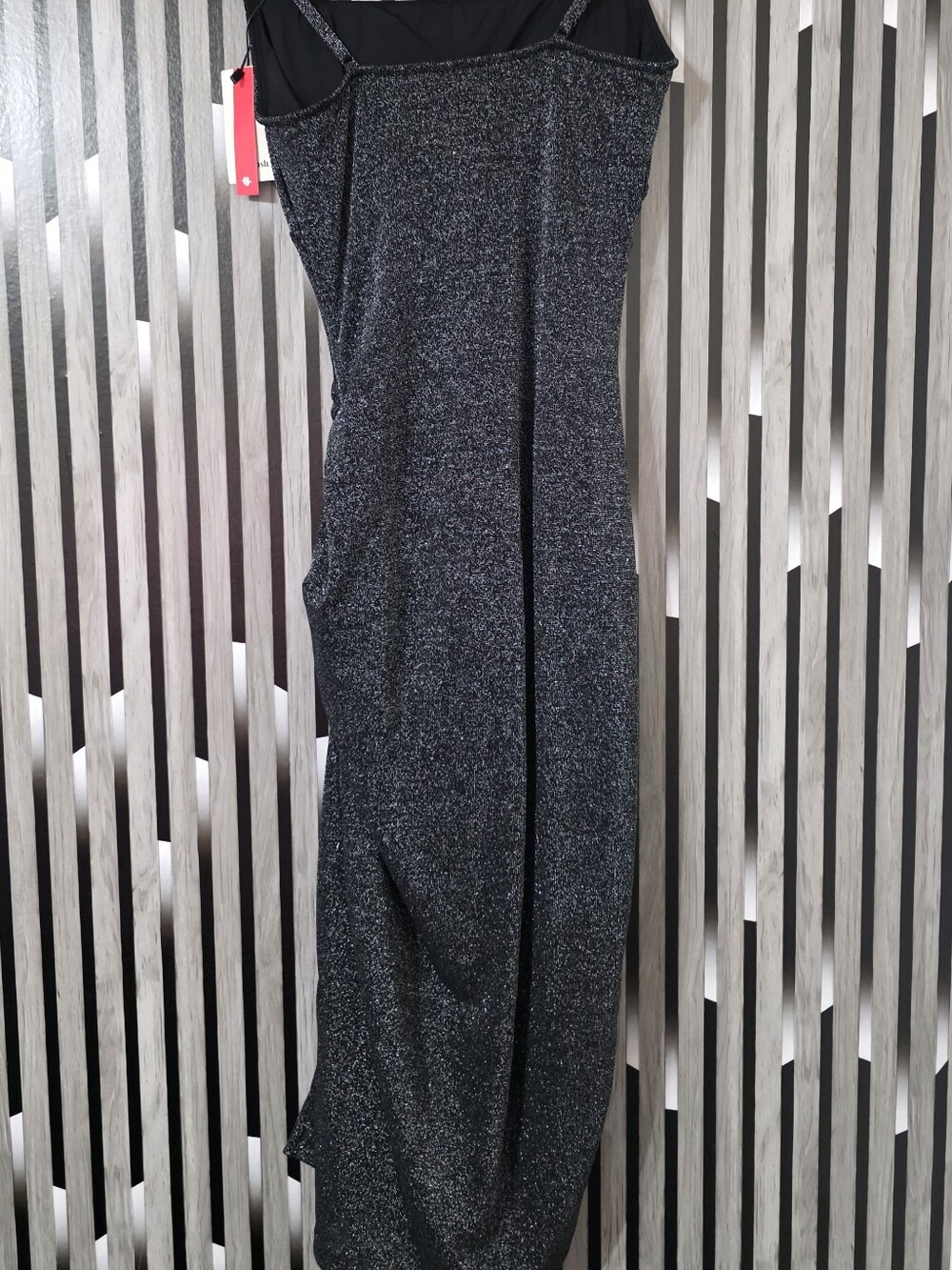 Popilush Shapewear – Sparkly Black Midi Bodycon Dress with Built-In Shapewear